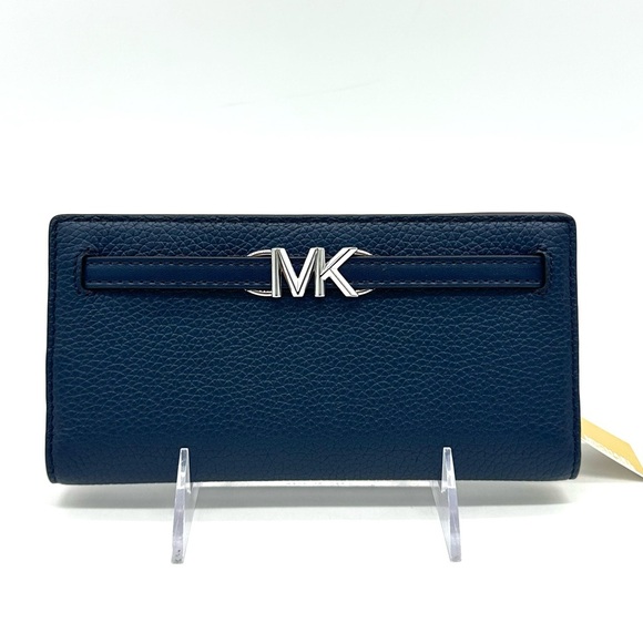 Michael Kors Reed Large Snap Bifold Wallet Navy Blue - Picture 1 of 8
